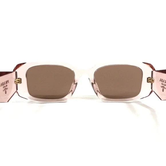 Prada Sunglasses SPR17W-F 19Q-10D Transparent Peach Asian Fit with Brown Lenses - Picture 10 of 13